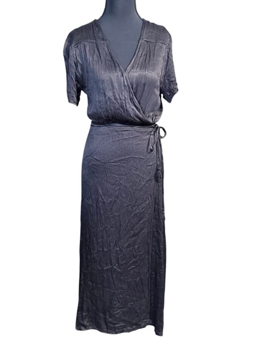 Billabong Charcoal Maxi Shirt Dress with Tie Waist